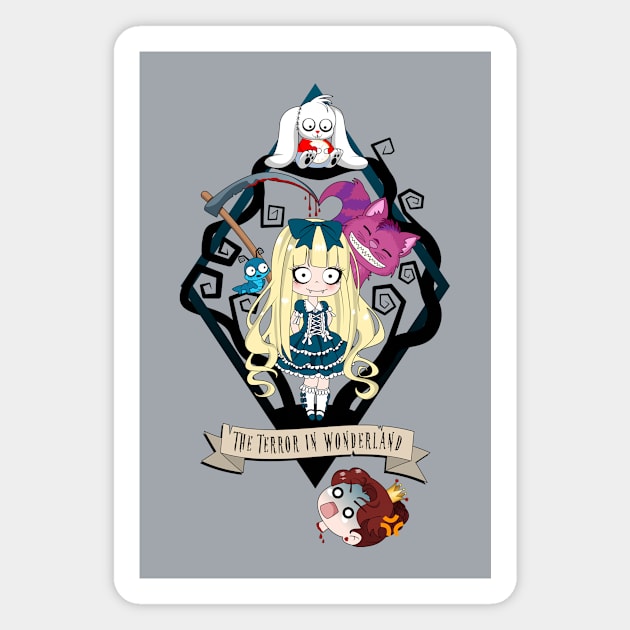 The Terror In Wonderland Magnet by Joanna Zourmpaki